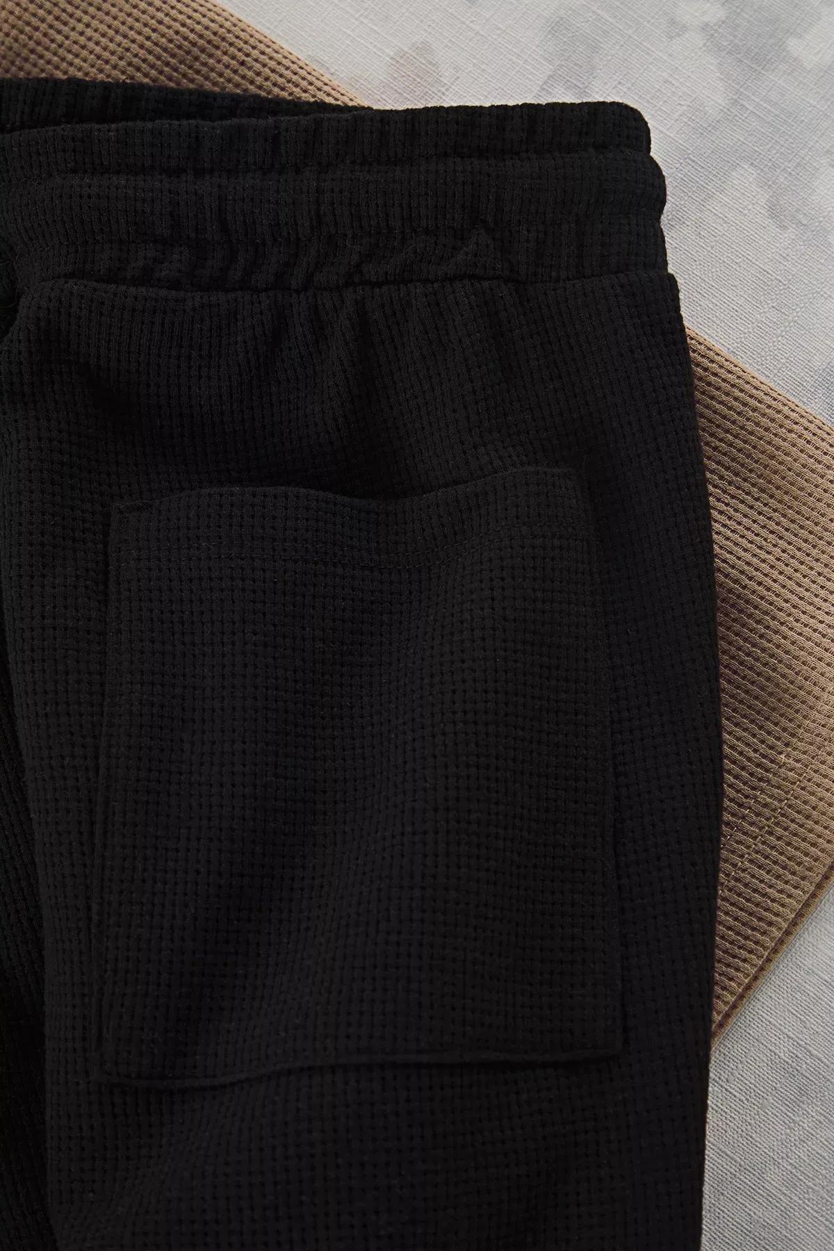 Brown Regular Fit Slogan Waffle Knit Pajama Set, , large image number 6