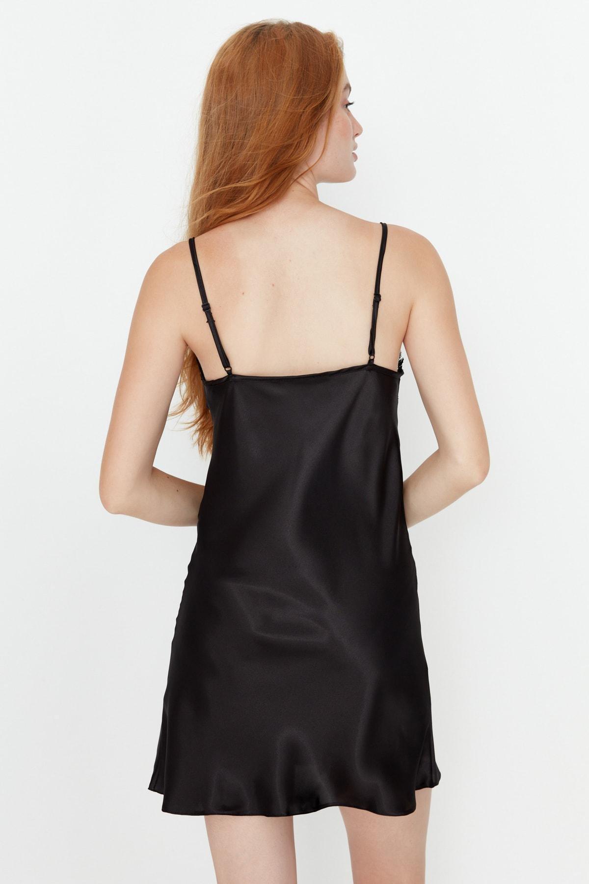 Black A Line Mini Nightgown, , large image number 4