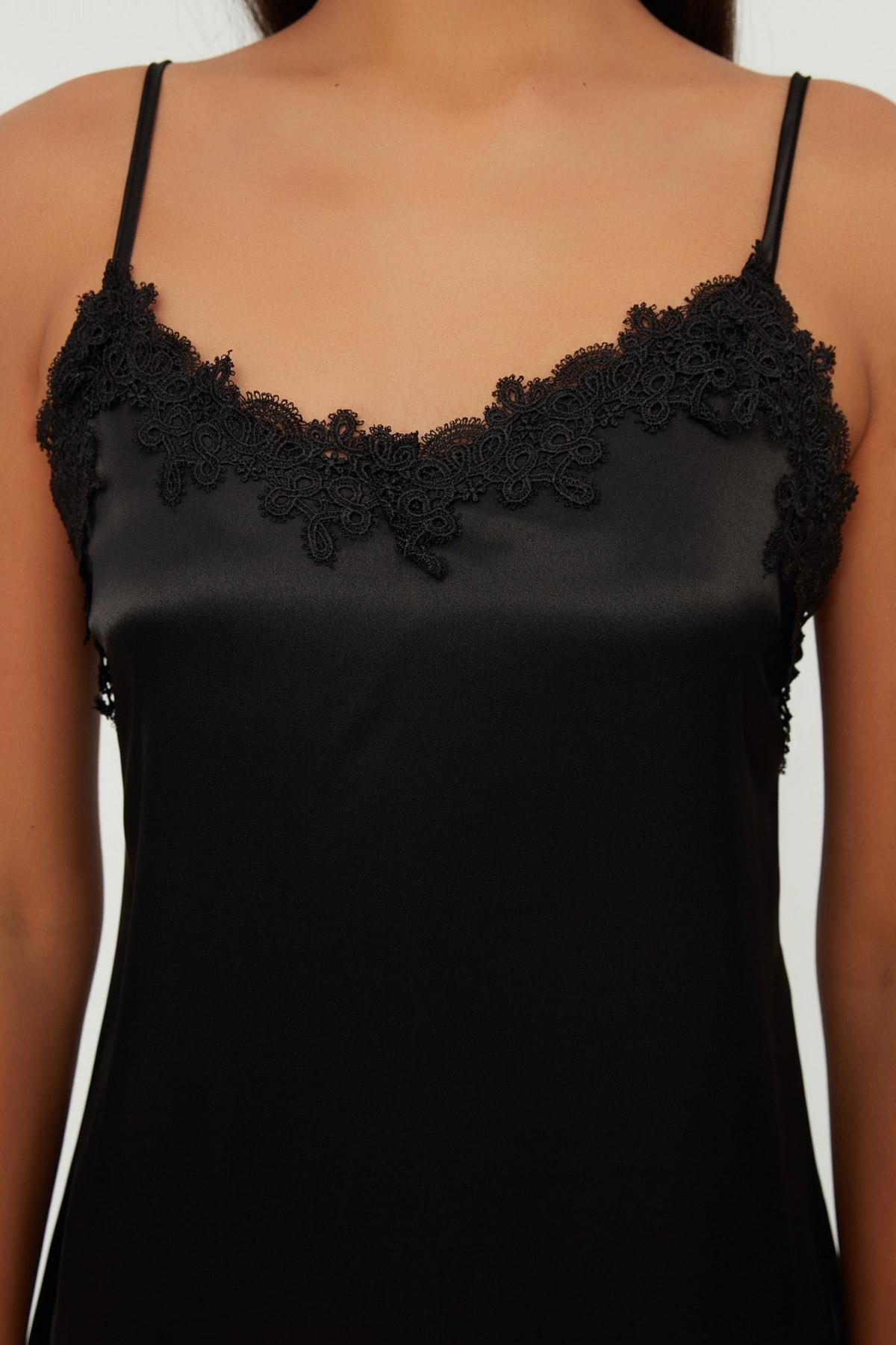 Black A Line Mini Nightgown, , large image number 8