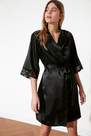 Trendyol - Black Double-Breasted Midi Dressing Gown