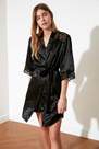 Trendyol - Black Double-Breasted Midi Dressing Gown