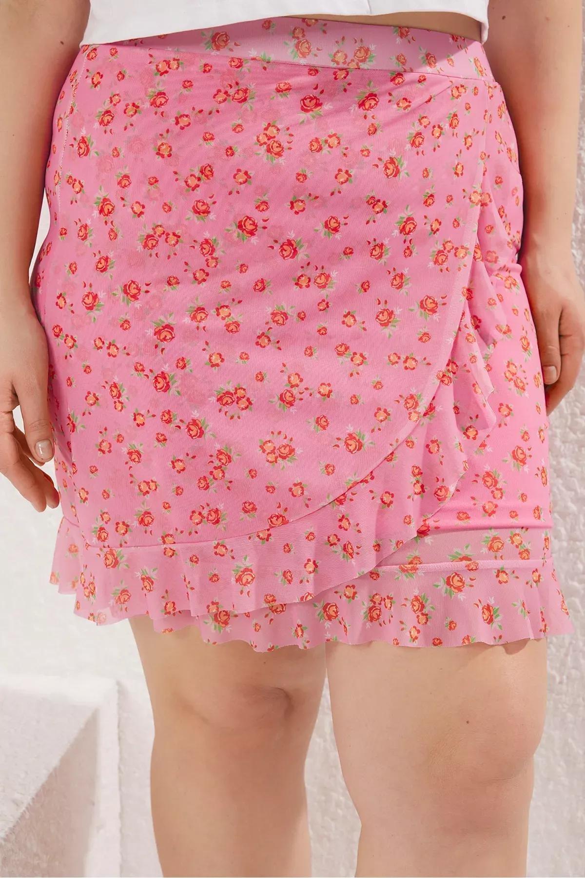 Pink Ruffle Mini Tulle Skirt, Pink, large image number 2