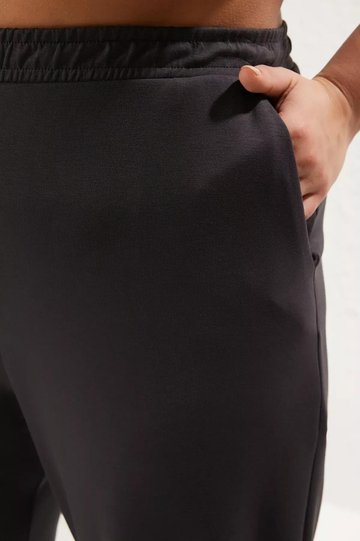 Grey High Waist Flowy Plus-Size  Sweatpants, , large image number 3