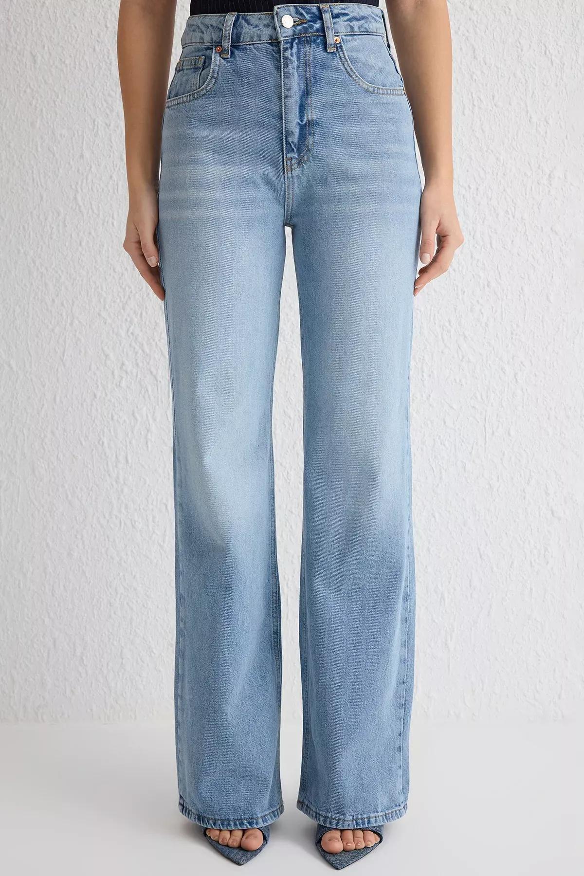 Blue High-Waist Wide Leg Jeans, LIGHT BLUE, large image number 2