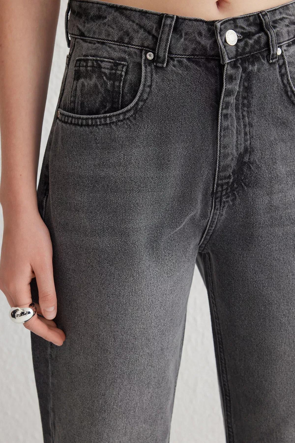 Grey High-Waist Wide Leg Jeans, , large image number 3