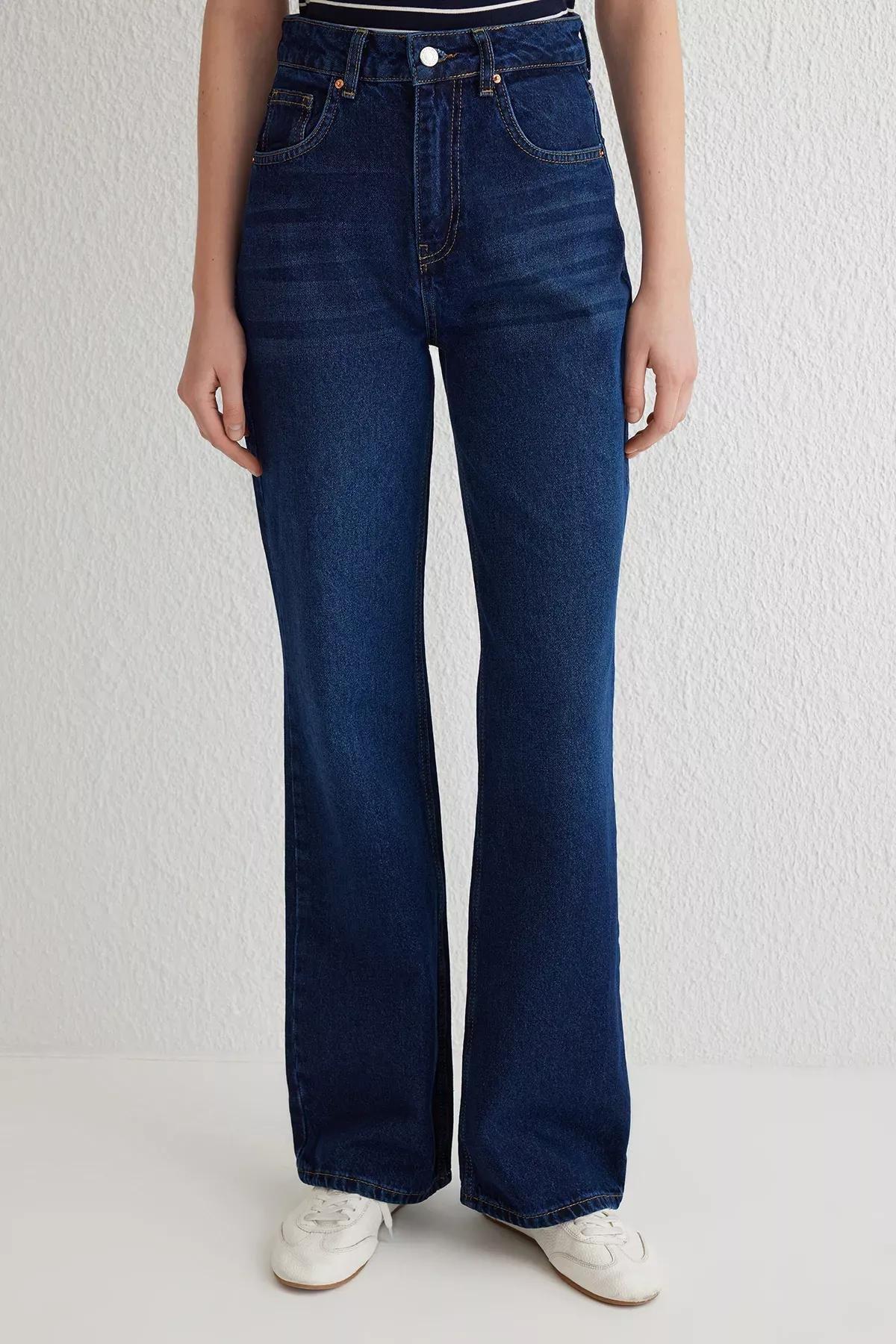 Blue High-Waist Wide Jeans, , large image number 2