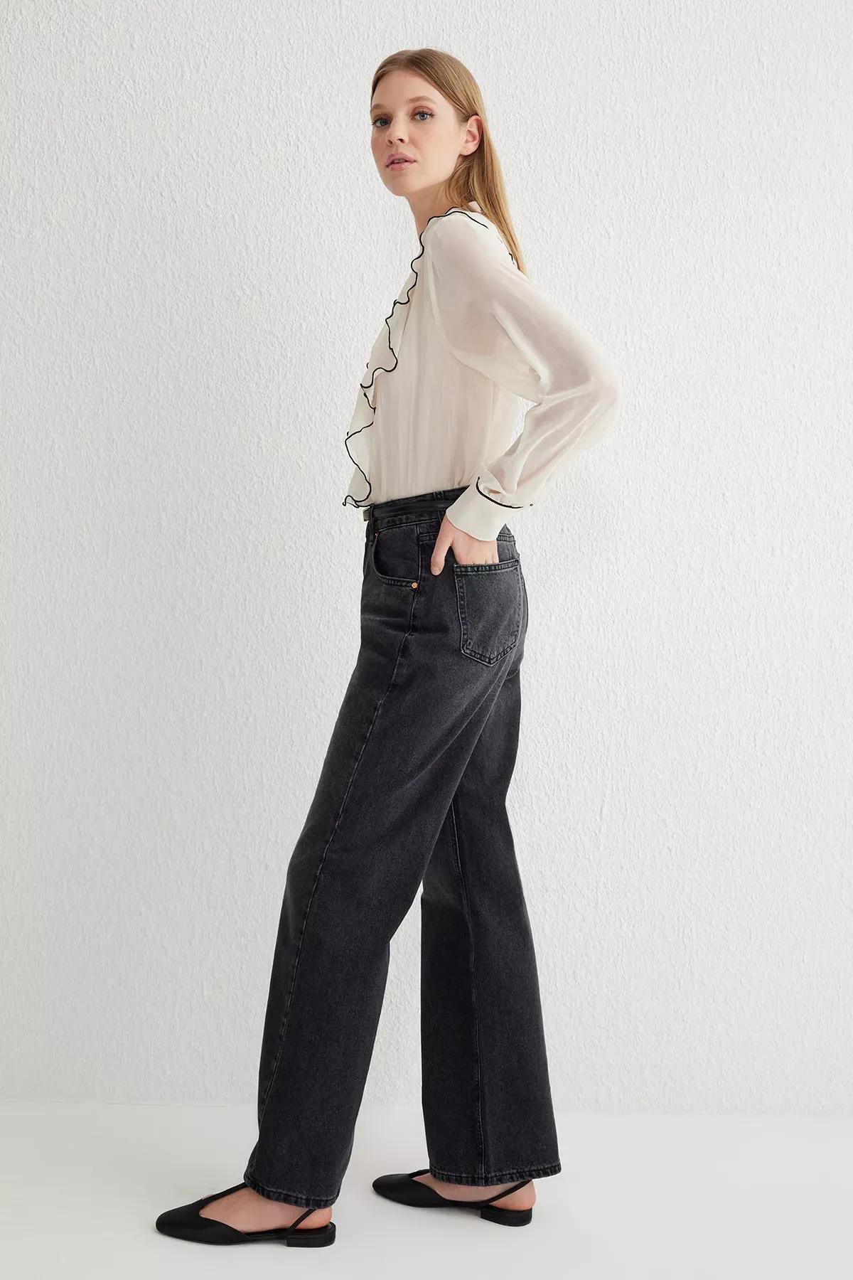 Black Wide Leg Jeans, , large image number 1