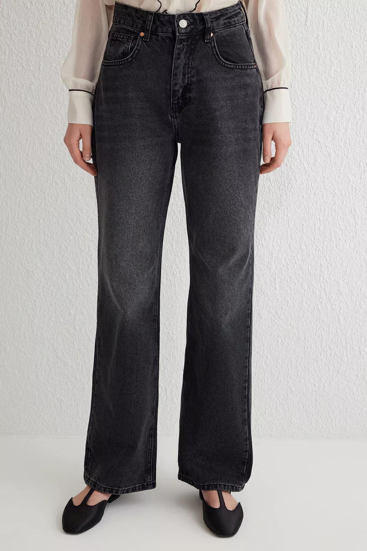Black Wide Leg Jeans, , large image number 2