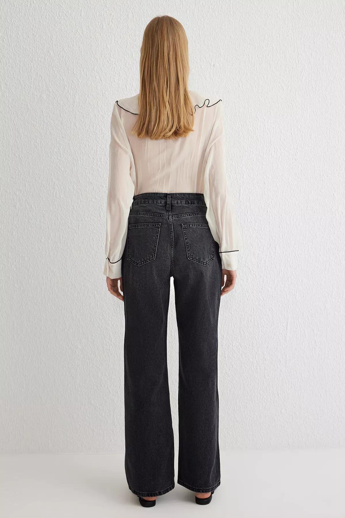 Black Wide Leg Jeans, , large image number 4