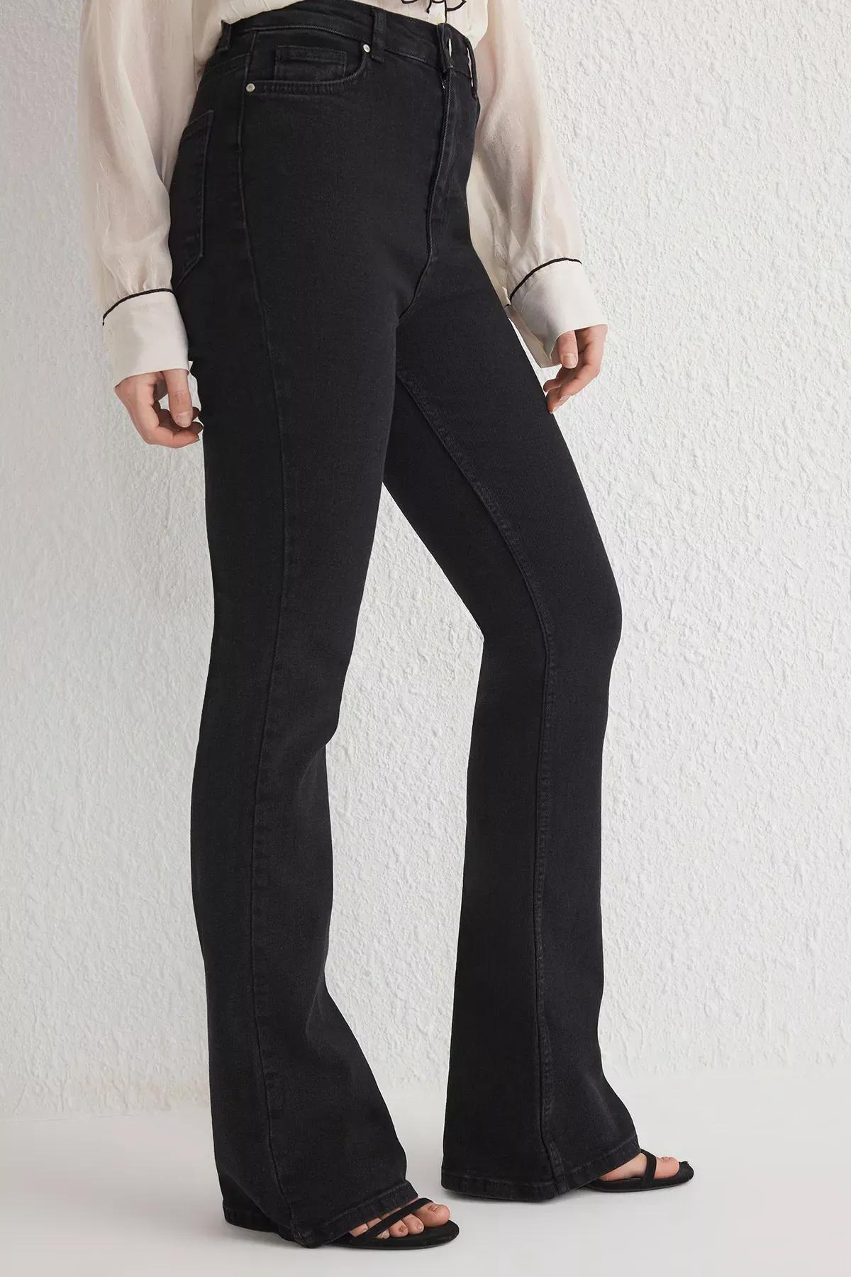 Black High-Waist Flare Jeans, , large image number 2