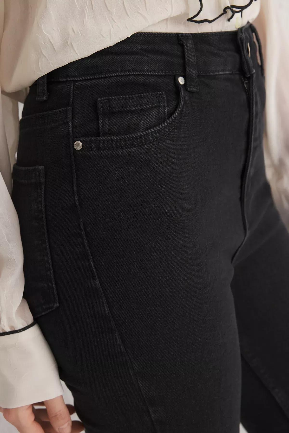 Black High-Waist Flare Jeans, BLACK, large image number 3