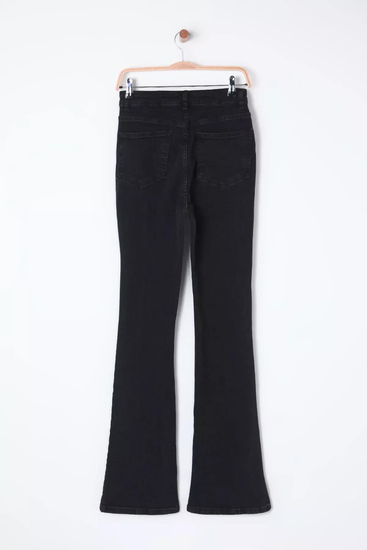 Black High-Waist Flare Jeans, , large image number 5