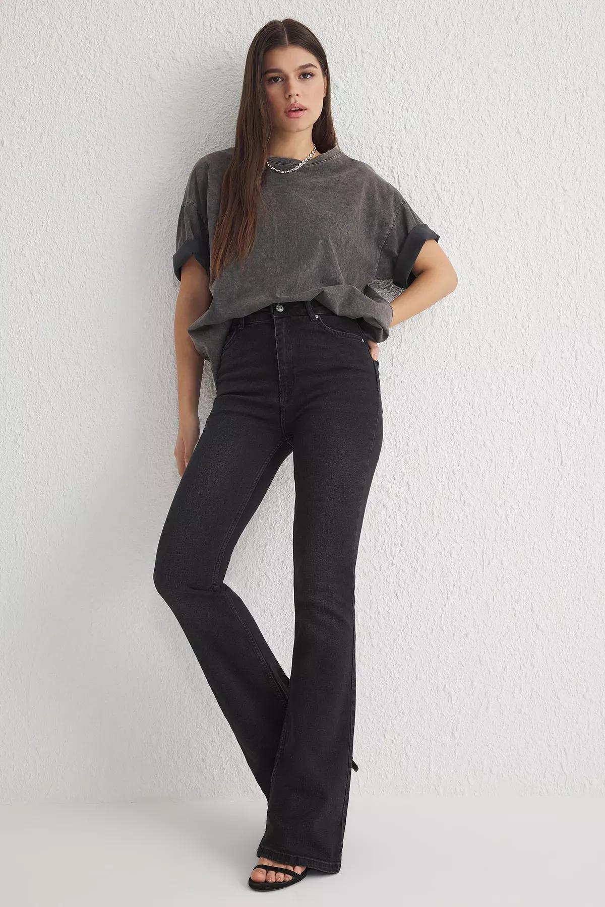 Black High-Waist Flare Jeans, , large image number 0