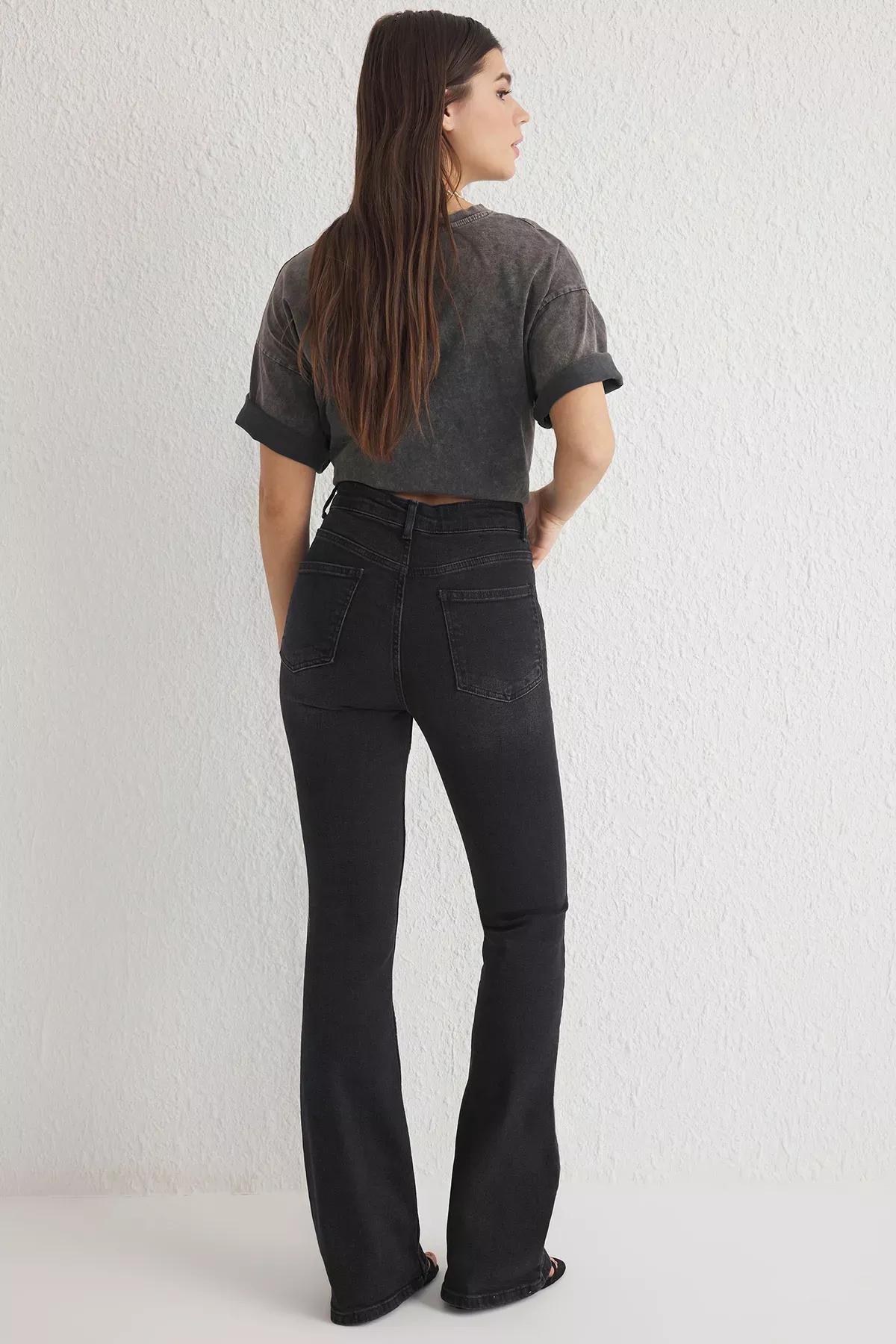 Black High-Waist Flare Jeans, , large image number 4