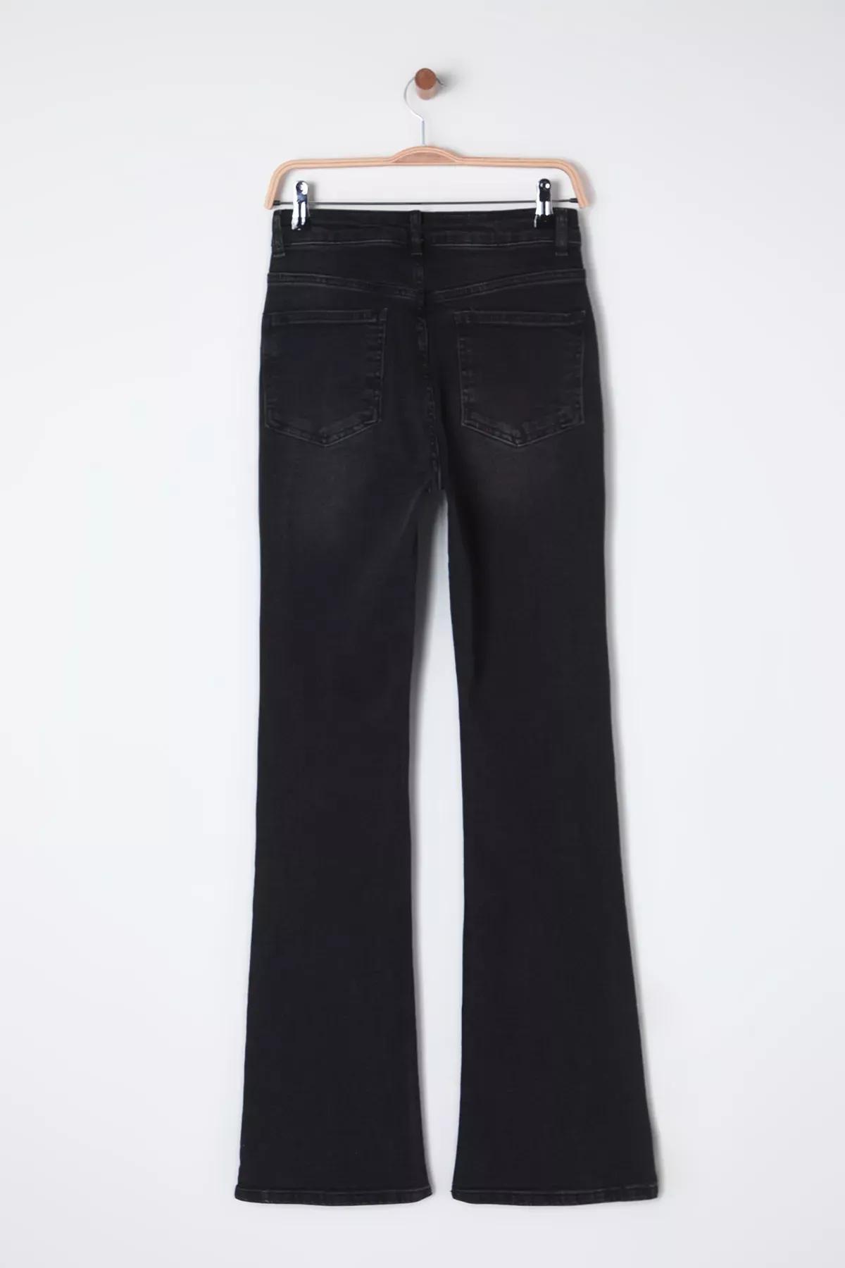 Black High-Waist Flare Jeans, , large image number 6