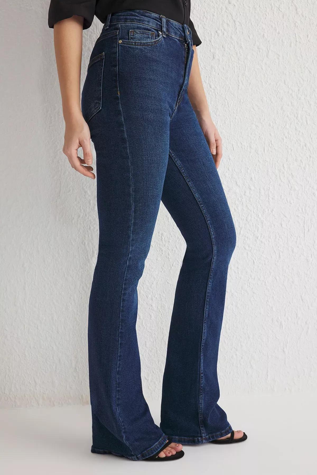 Blue High-Waist Flare Jeans, , large image number 2