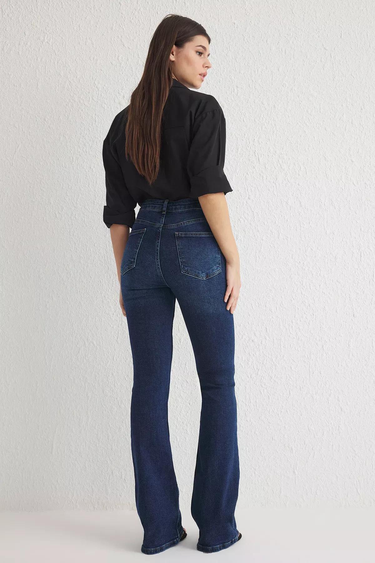 Blue High-Waist Flare Jeans, , large image number 4