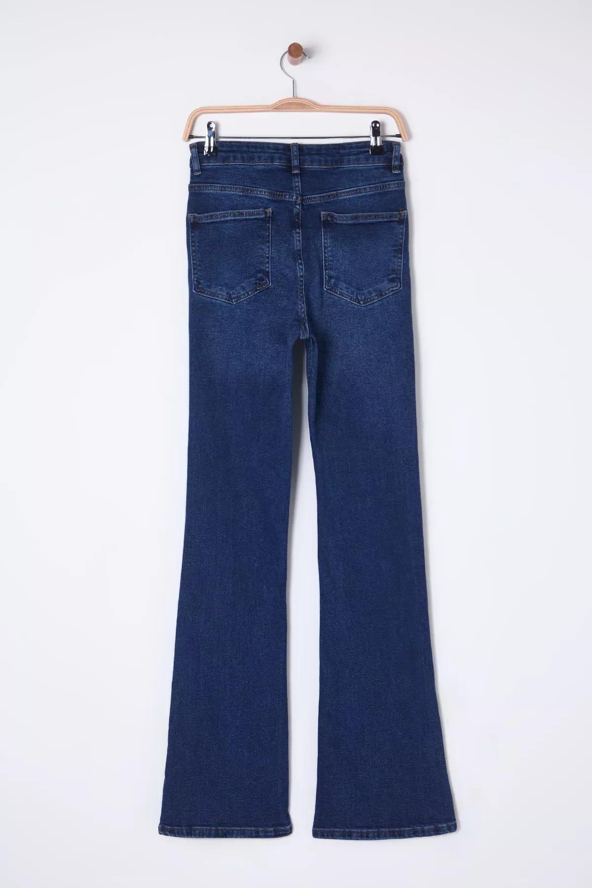 Blue High-Waist Flare Jeans, , large image number 6