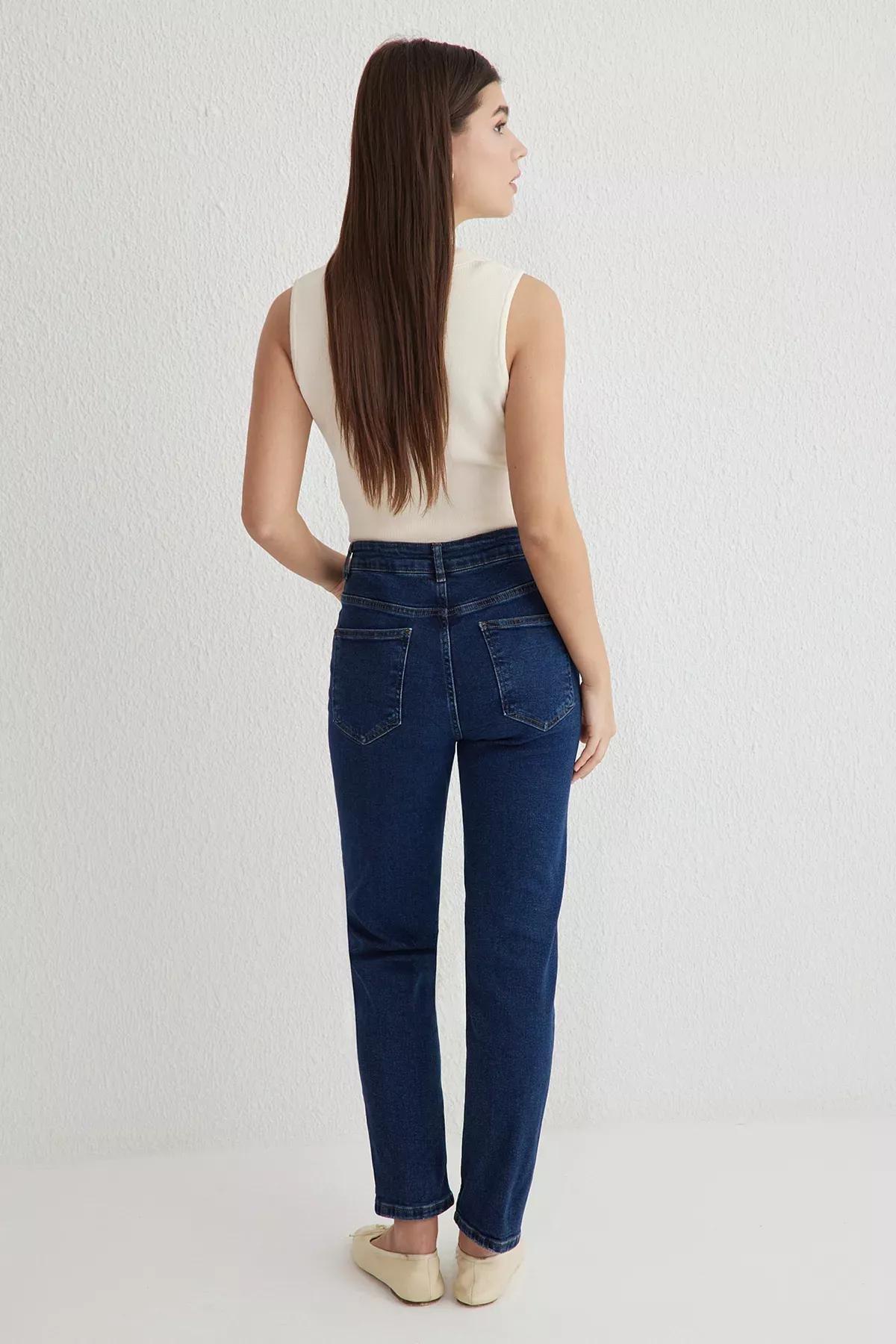 Blue Comfort Fit Mom Jeans, , large image number 4