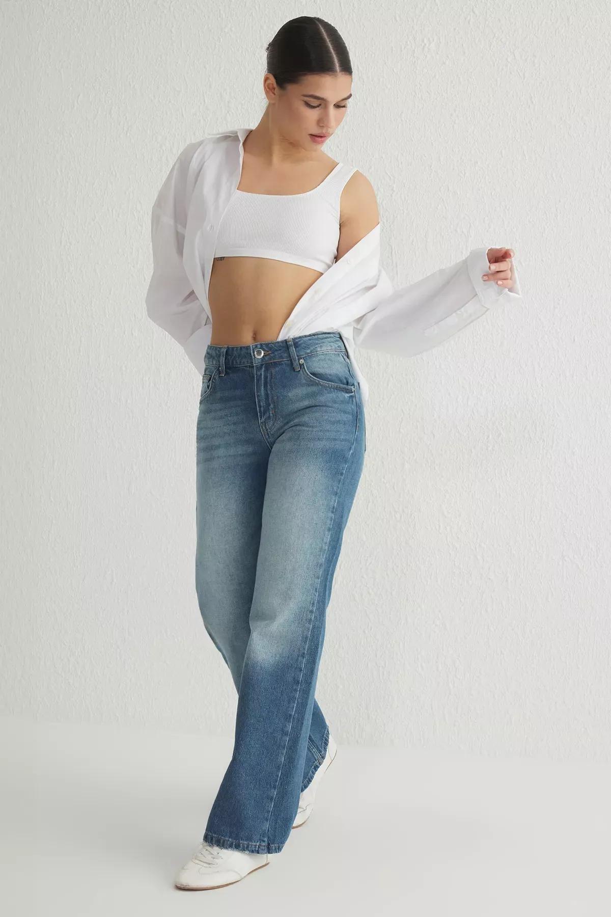 Sustainable Blue Wide Jeans, , large image number 0