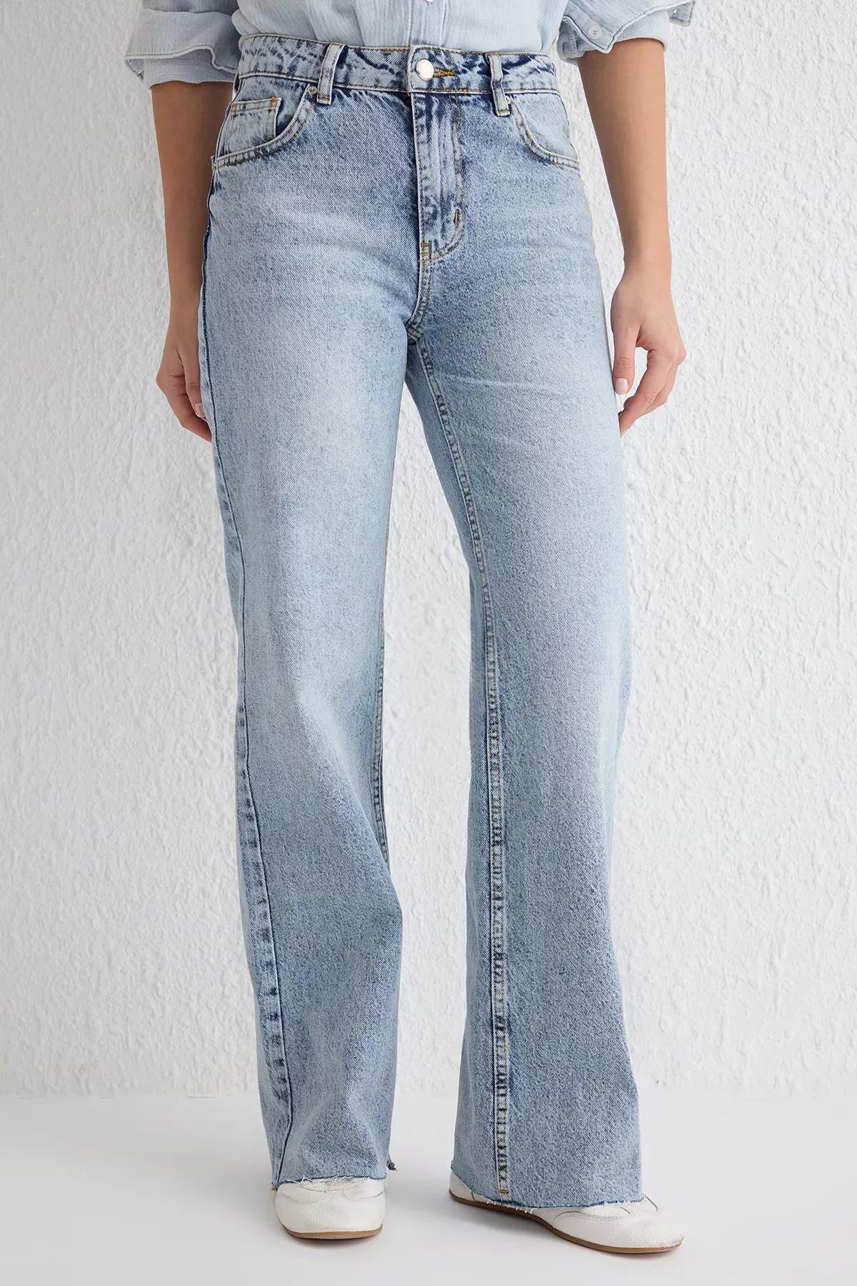 Blue Cut-Out Wide Leg Jeans, , large image number 2