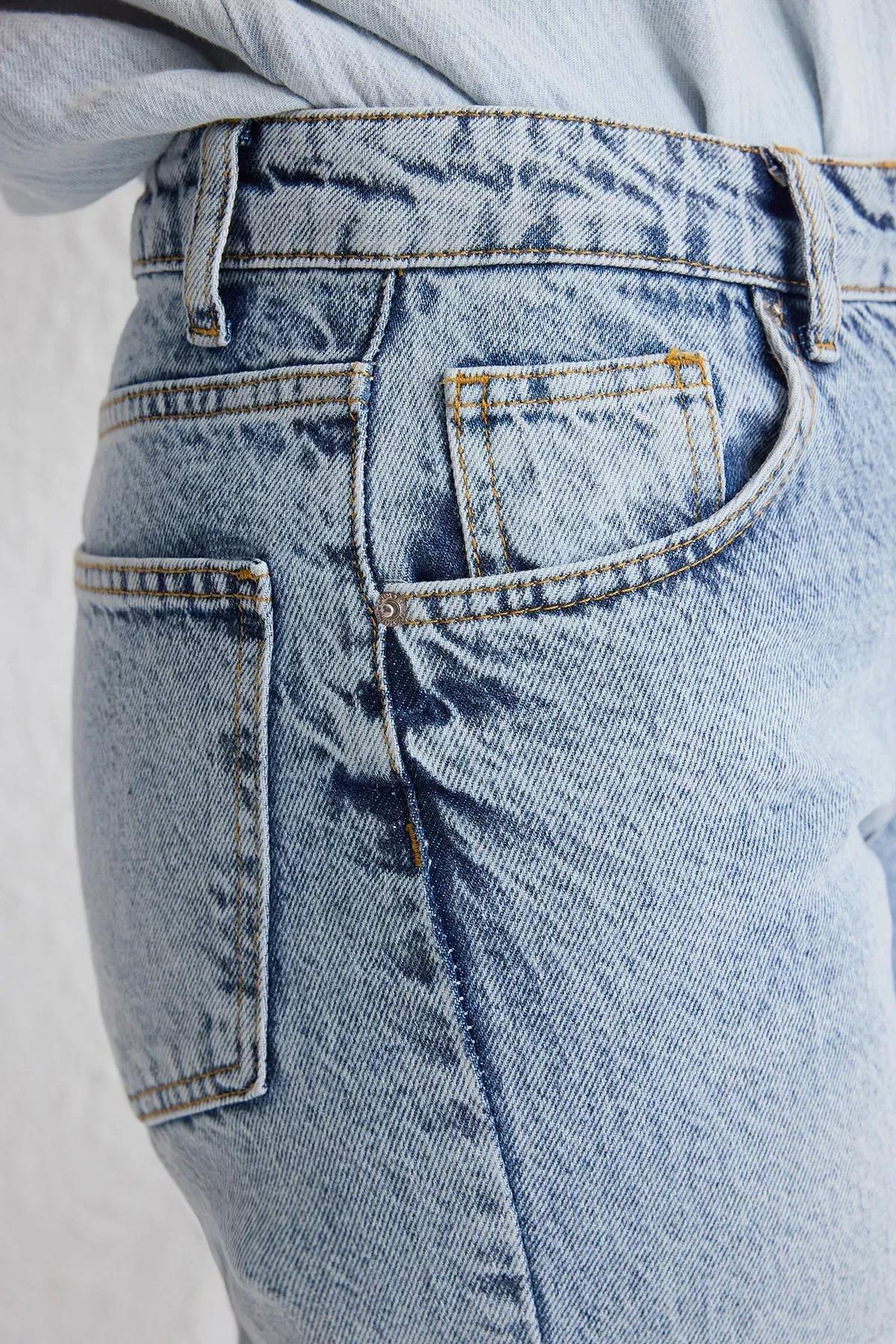 Blue Cut-Out Wide Leg Jeans, , large image number 3
