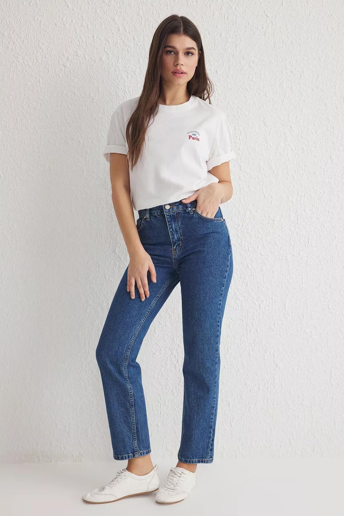Blue Straight Leg Jeans, , large image number 0