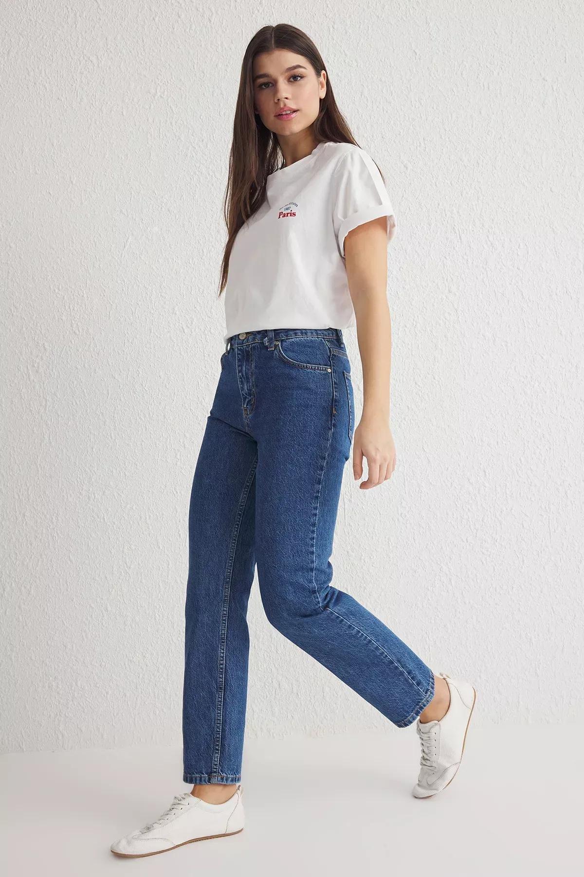 Blue Straight Leg Jeans, , large image number 1