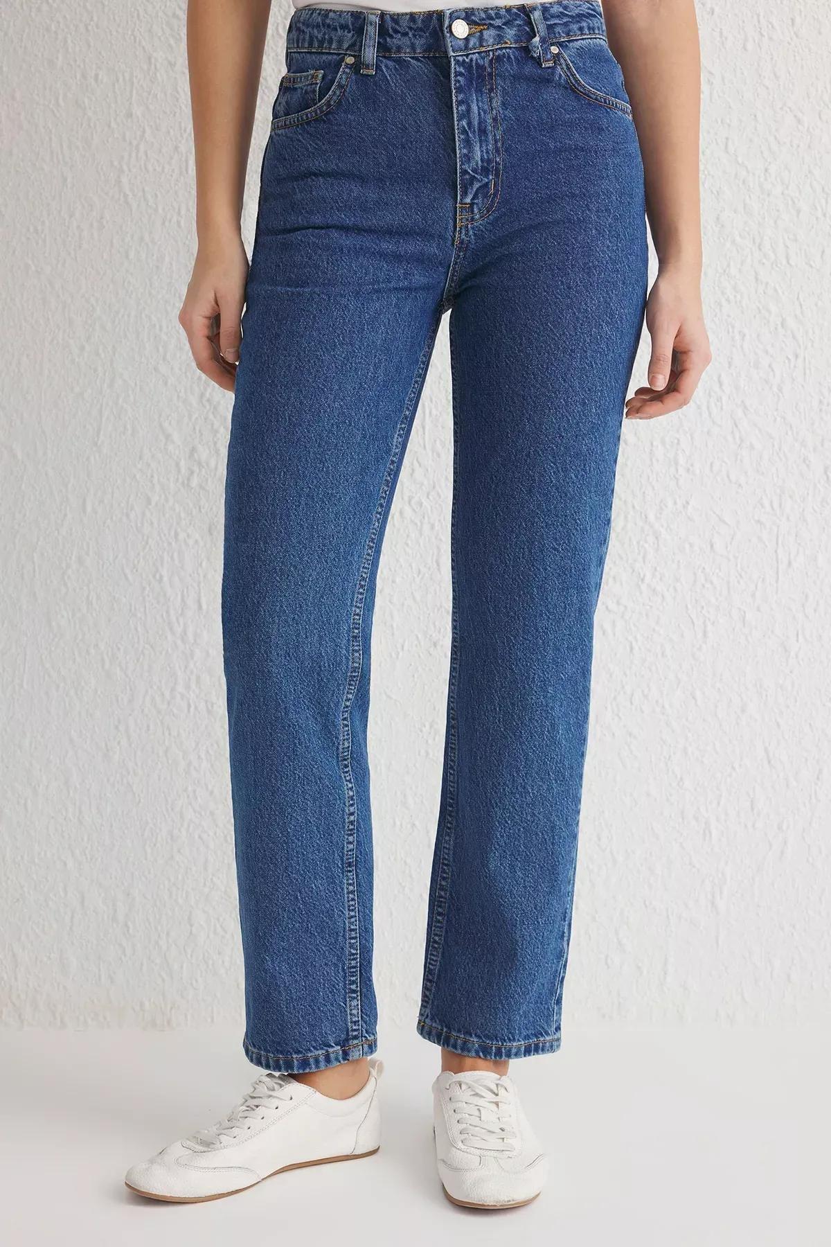 Blue Straight Leg Jeans, , large image number 2