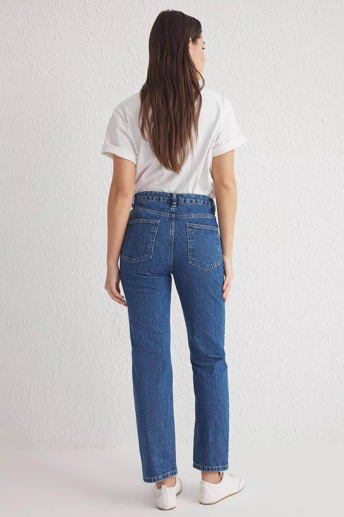 Blue Straight Leg Jeans, , large image number 4