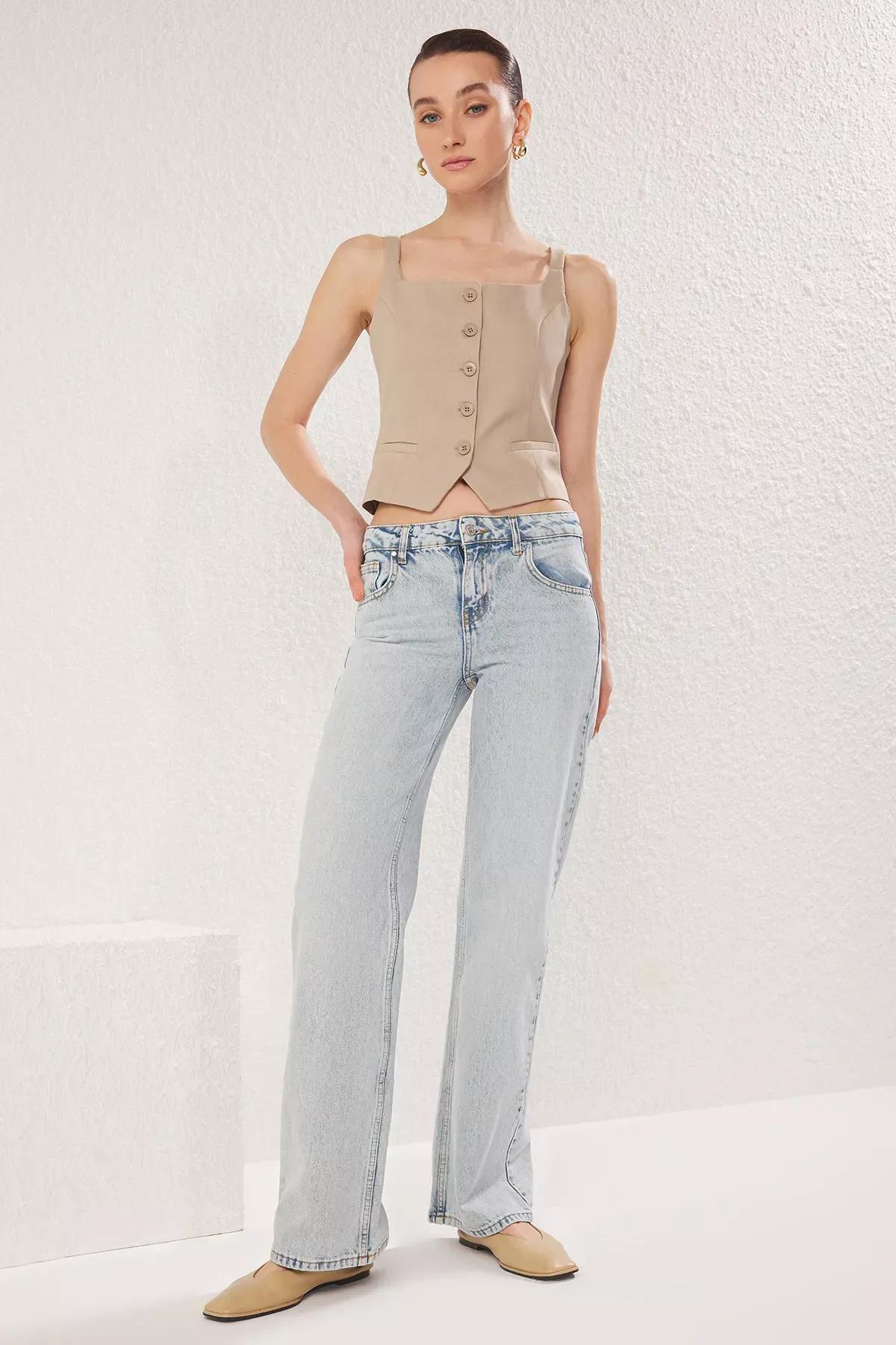 Blue Sustainable Low Waist Jeans, , large image number 1