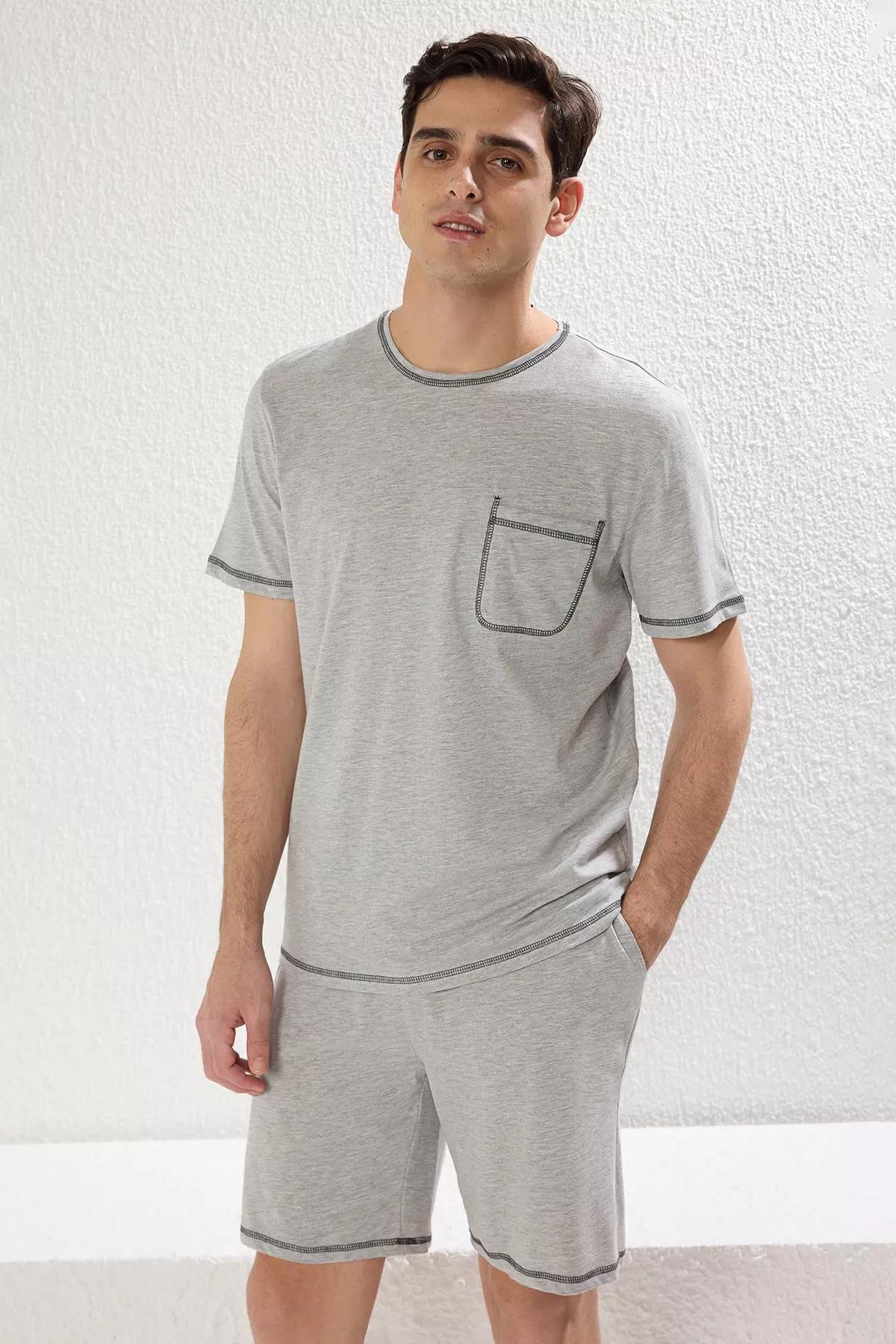 Grey Karyoka Stitched Pajama Set, C101_1653, large image number 1