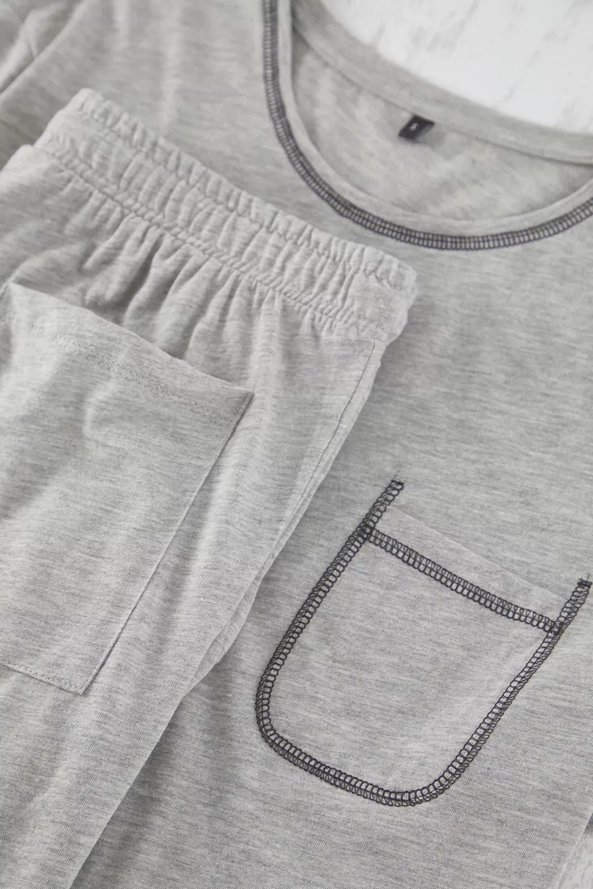 Grey Karyoka Stitched Pajama Set, C101_1653, large image number 5