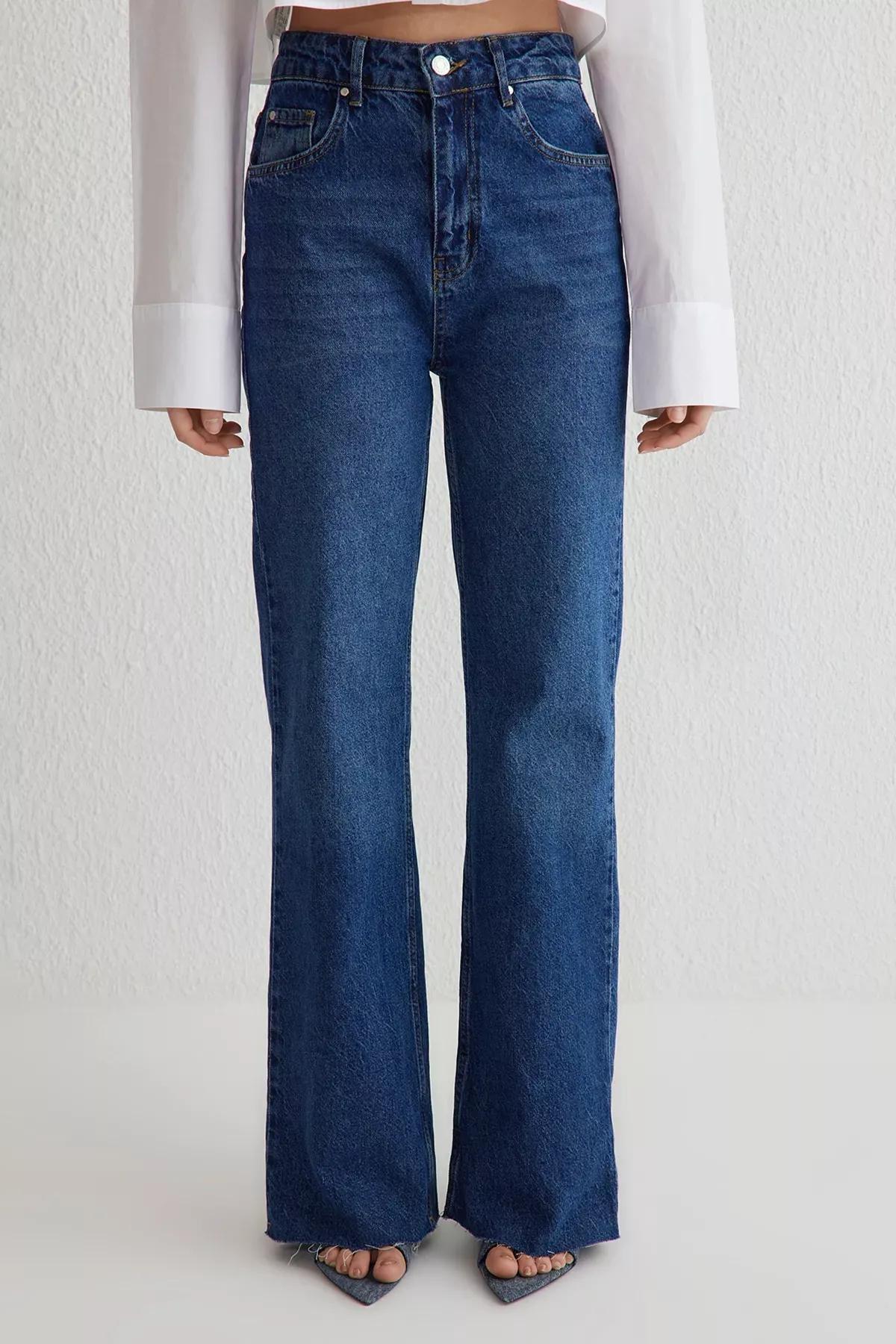 Blue High-Waist Wide Leg Jeans, , large image number 2