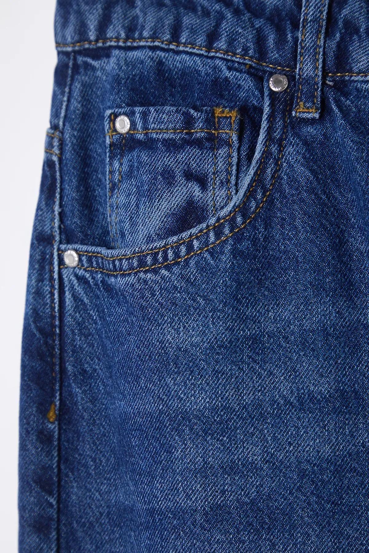 Blue High-Waist Wide Leg Jeans, , large image number 5
