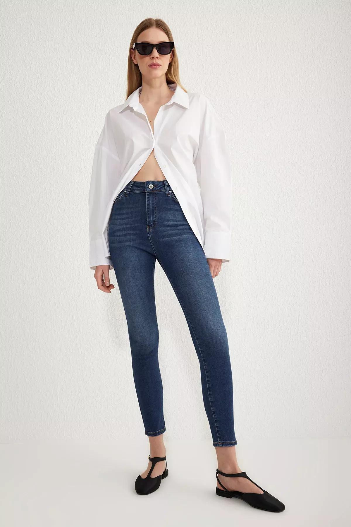 Blue  Skinny Jeans, DARK BLUE, large image number 0