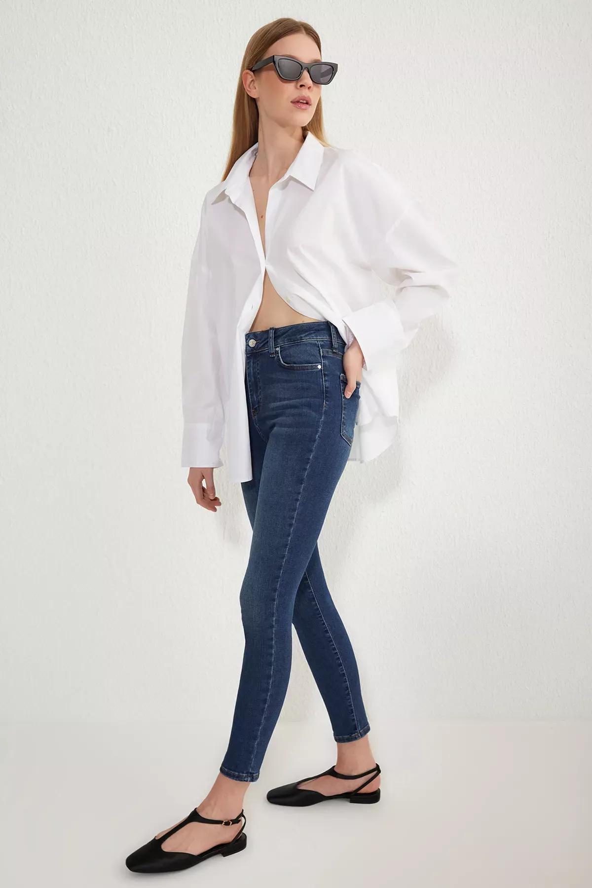 Blue  Skinny Jeans, DARK BLUE, large image number 1