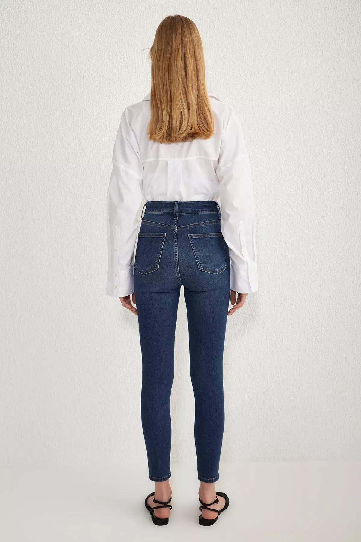 Blue  Skinny Jeans, DARK BLUE, large image number 4