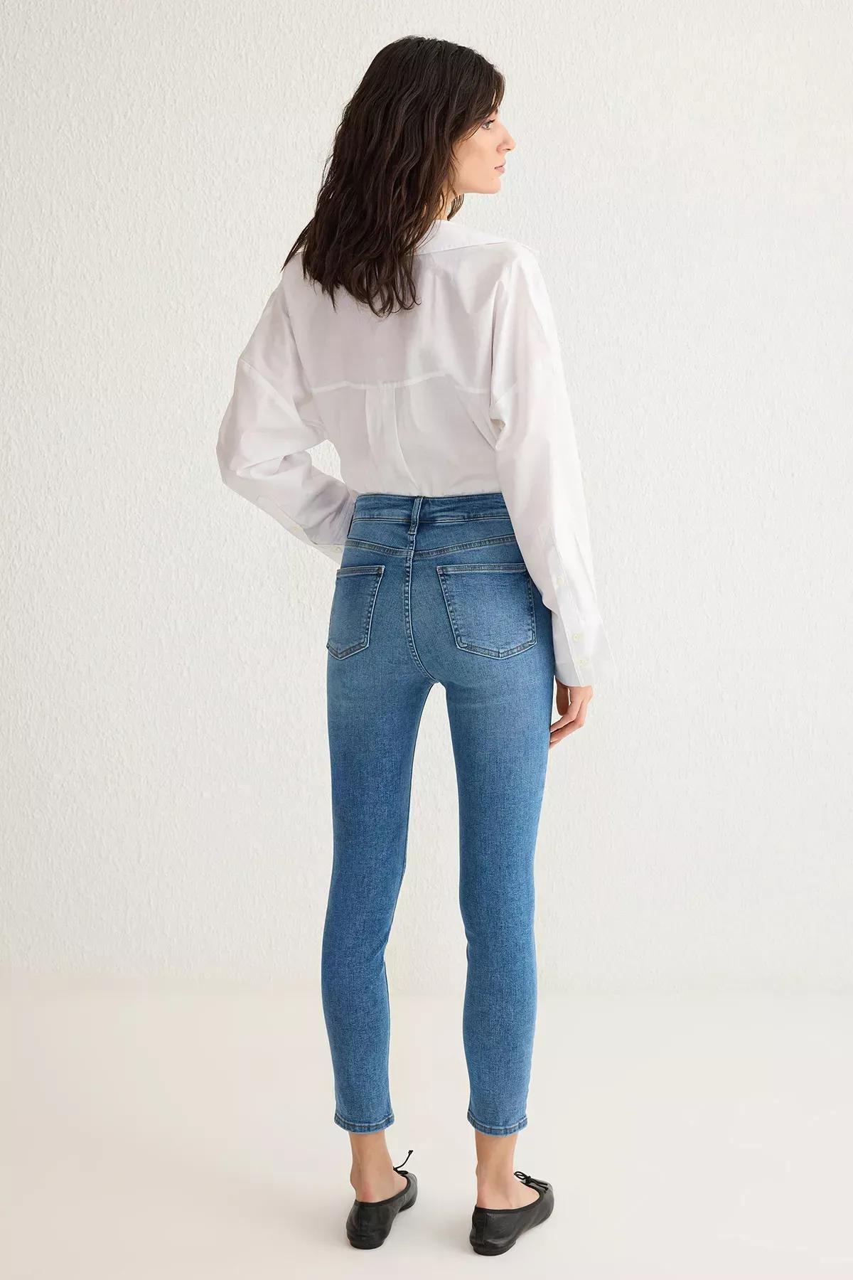 Blue Skinny High-Waist Jeans, Blue, large image number 4