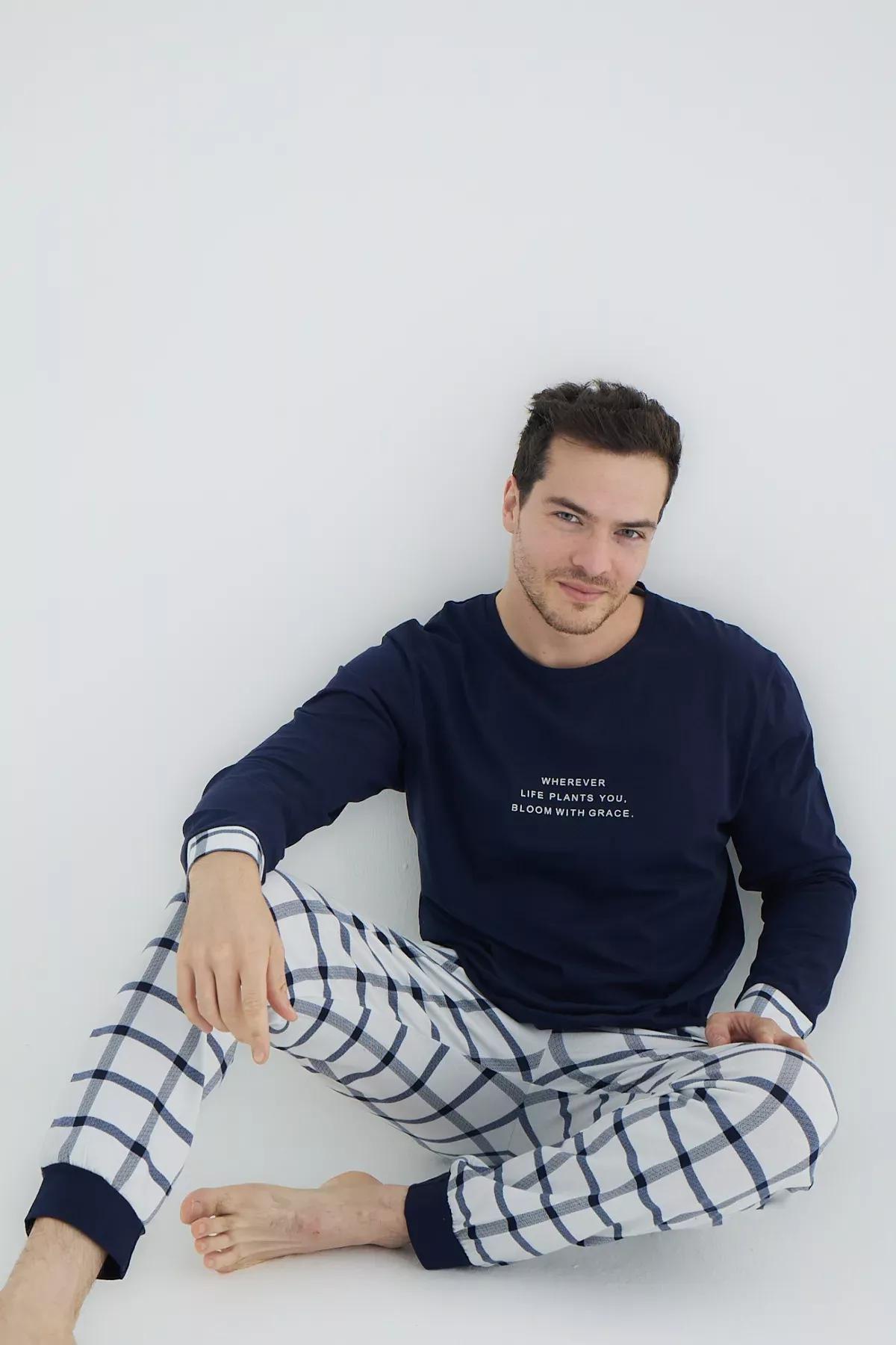 Navy Knitted Pyjamas Set, , large image number 0