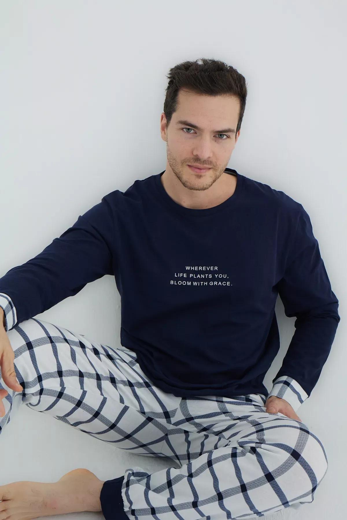 Navy Knitted Pyjamas Set, , large image number 3