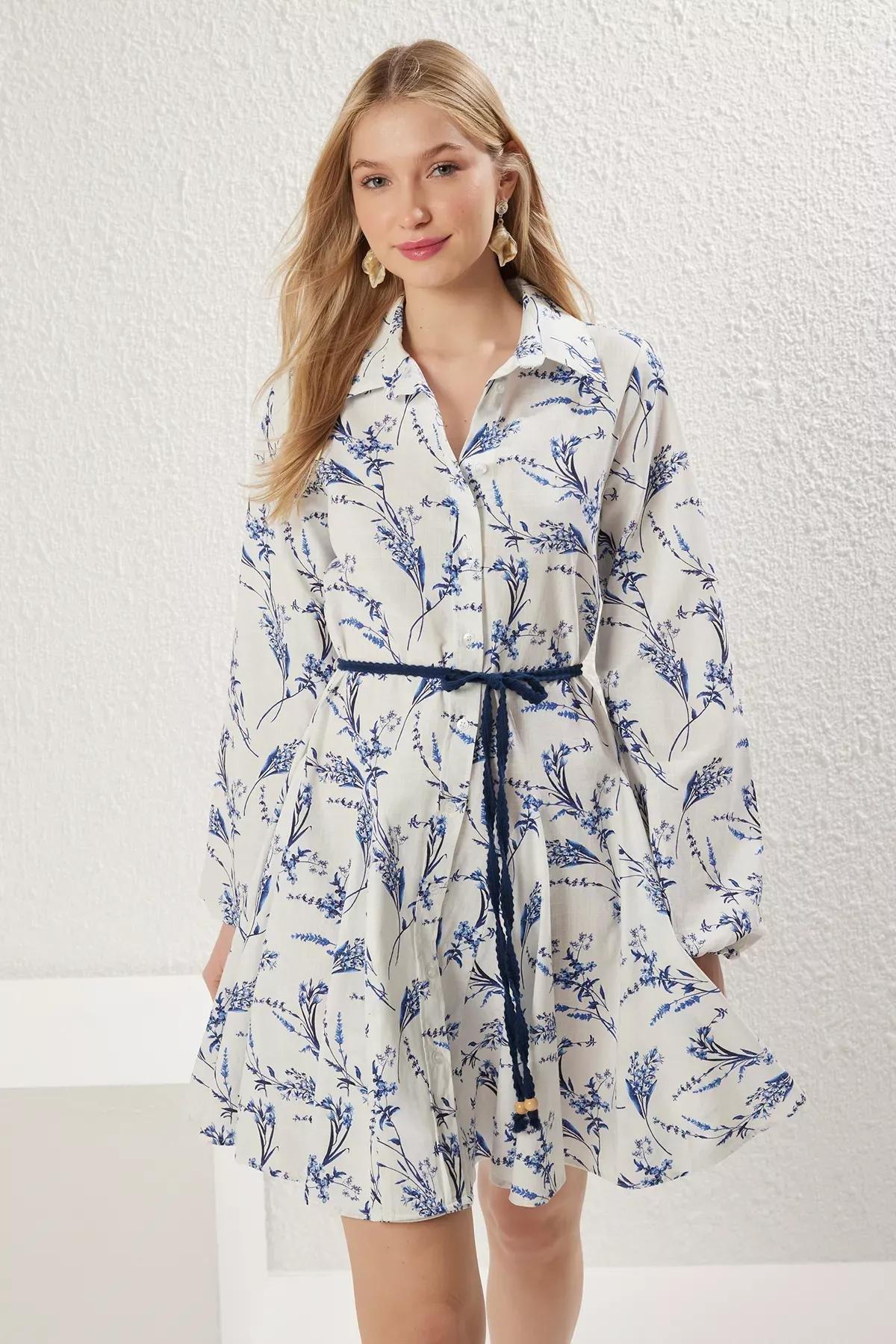 Ecru Floral Woven Mini Dress, Ecru, large image number 1