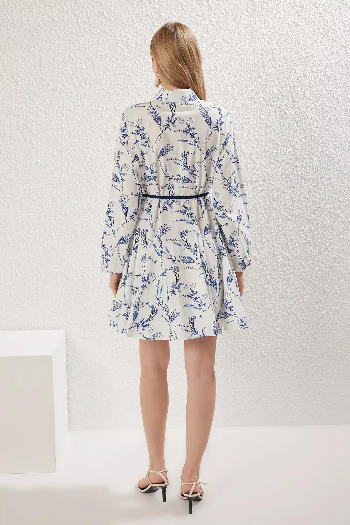 Ecru Floral Woven Mini Dress, Ecru, large image number 4