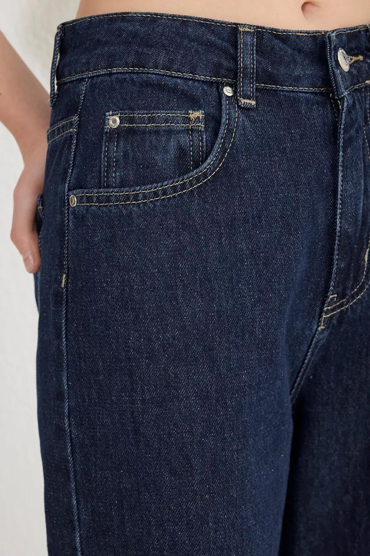 Blue Regular Wide Leg Jeans, DARK BLUE, large image number 3