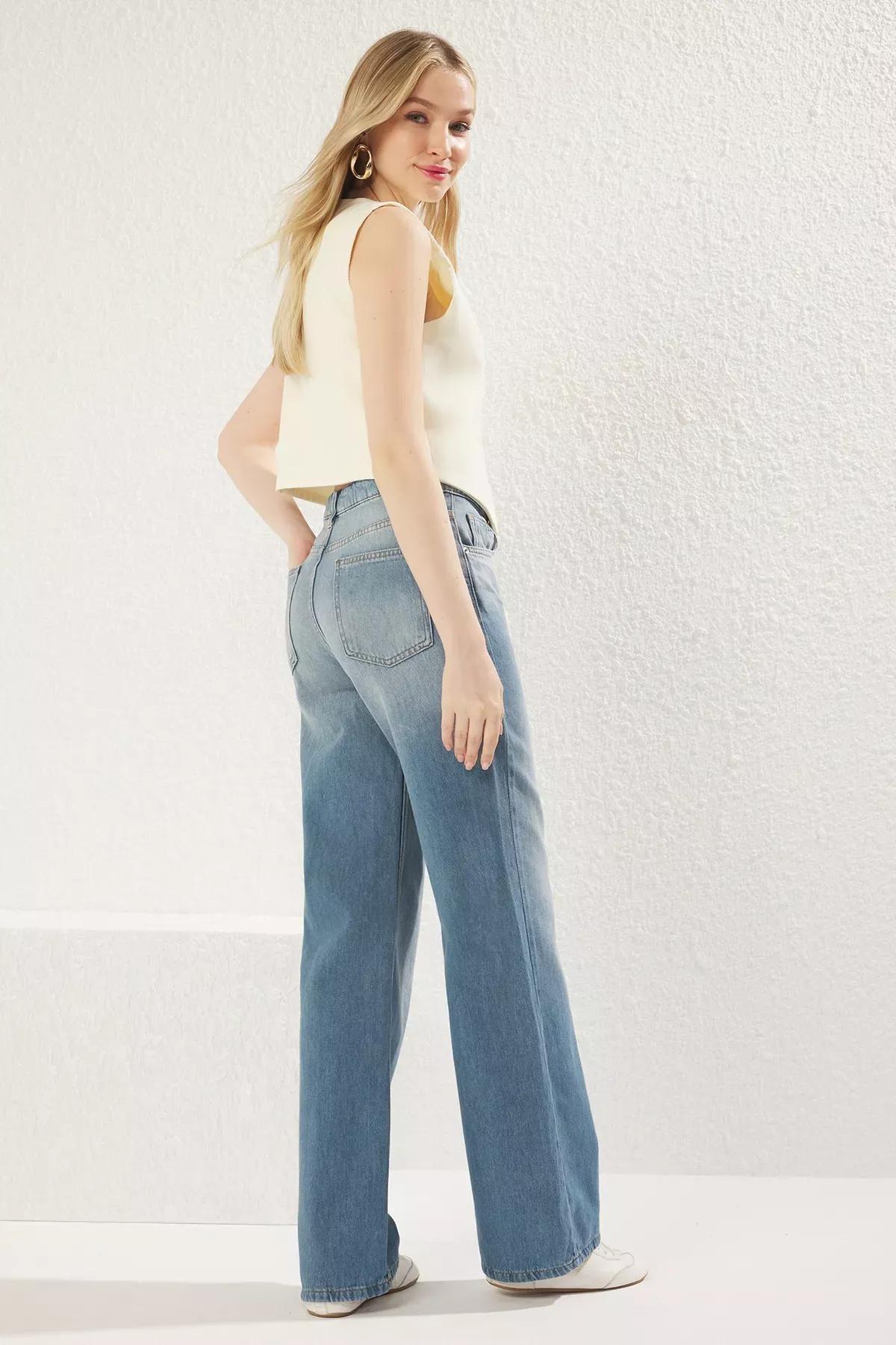 Blue Wide Leg Jeans, , large image number 1