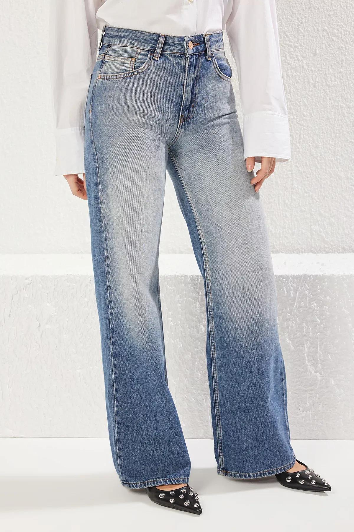 Blue Wide Leg Jeans, , large image number 2