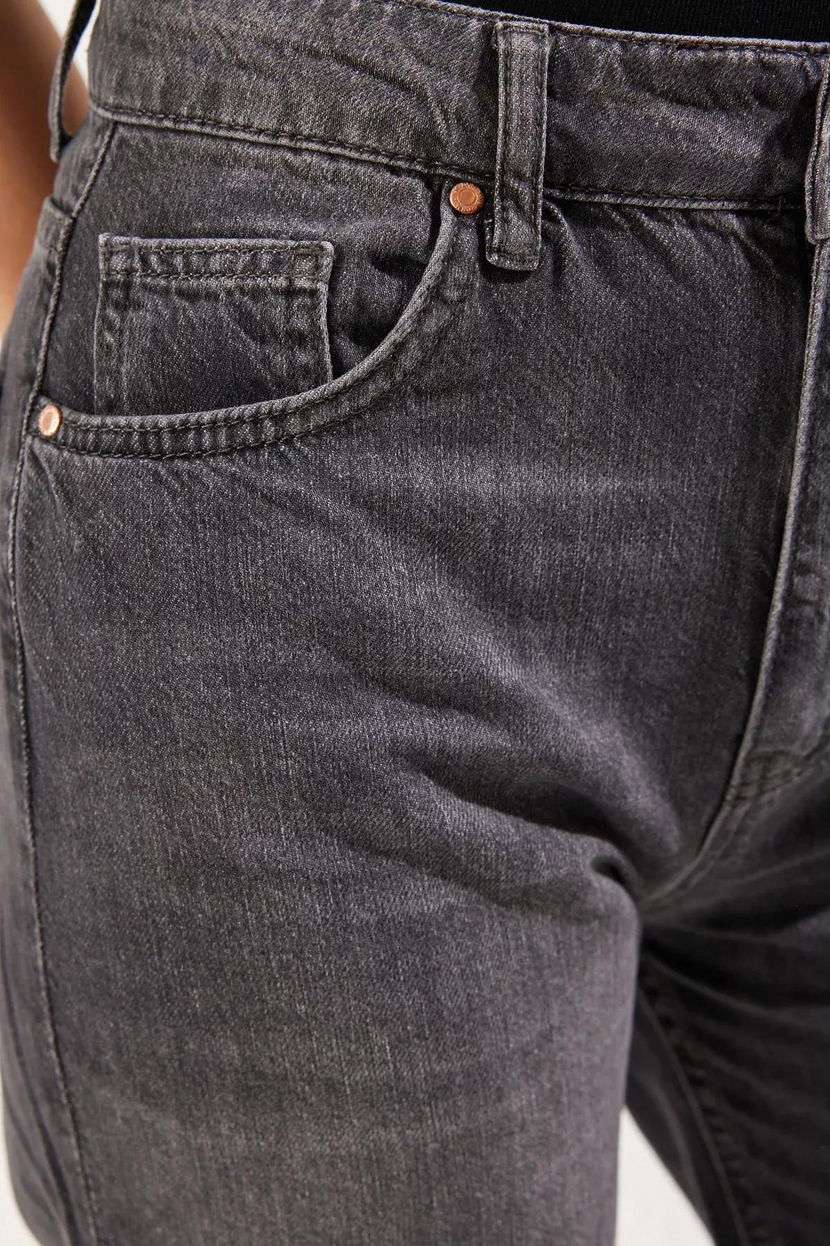 Black High-Waist Wide Leg Jeans, BLACK, large image number 3