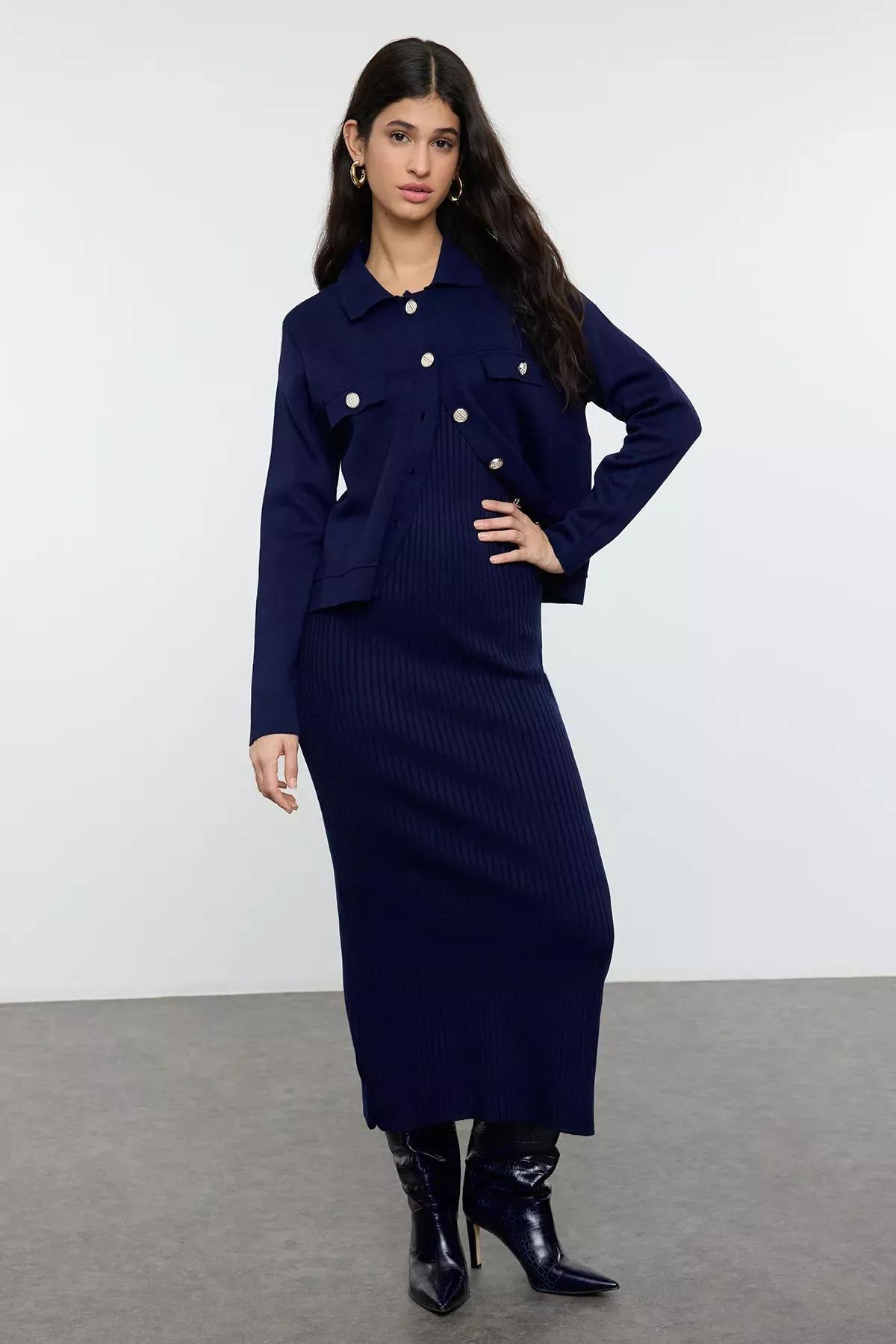 Navy Cardigan Twin Set, Navy blue, large image number 0