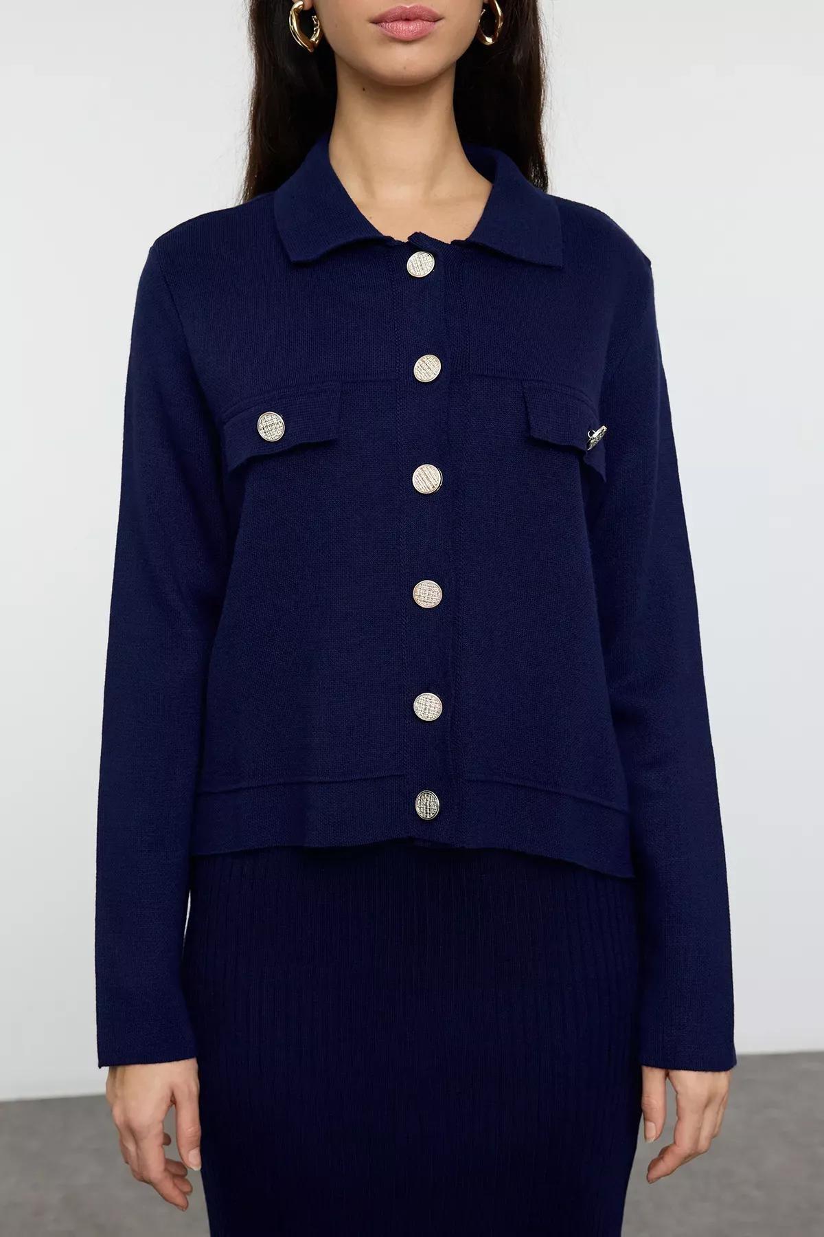 Navy Cardigan Twin Set, Navy blue, large image number 2