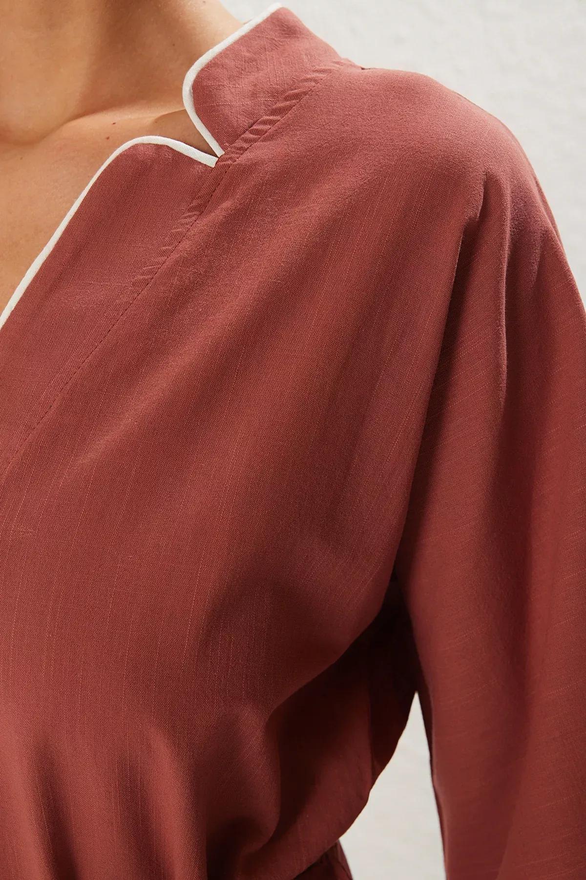 Orange Midi Embroidered Flamed Dress, C101_1959, large image number 4